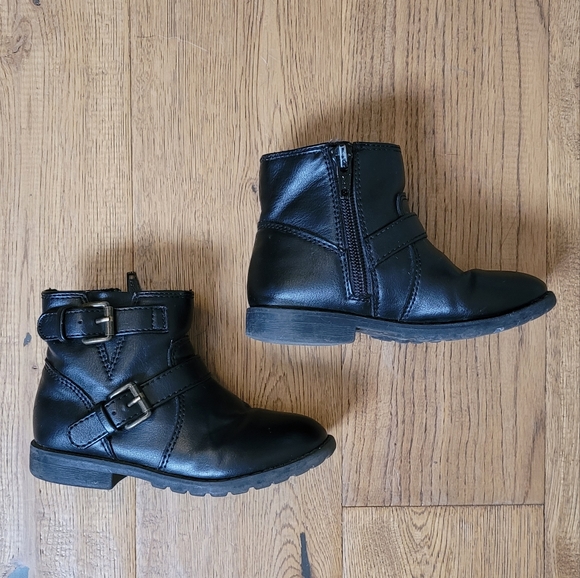 T8 Black Moto Combat Boots - Picture 4 of 6